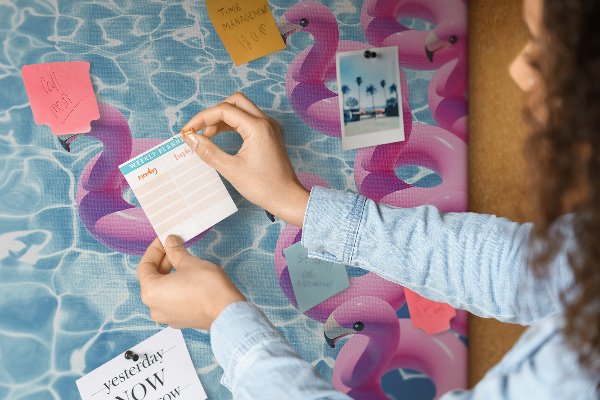 Cork board Dandelions flamingos