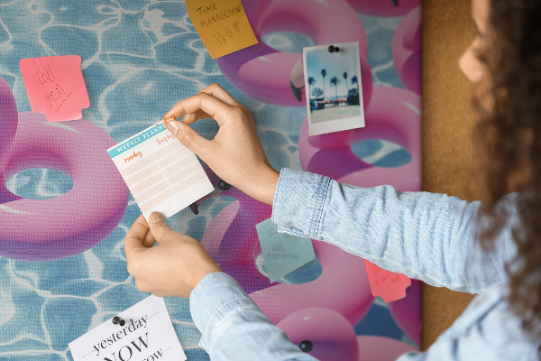 Cork board Dandelions flamingos
