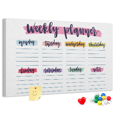 Cork display board Handwritten planner