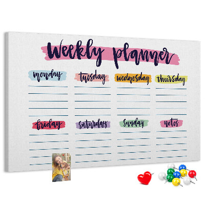 Cork display board Handwritten planner