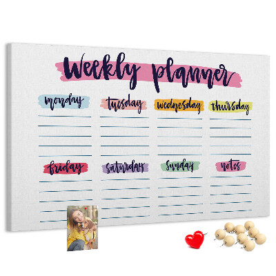 Cork display board Handwritten planner