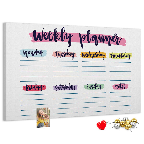 Cork display board Handwritten planner
