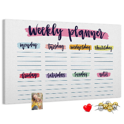 Cork display board Handwritten planner