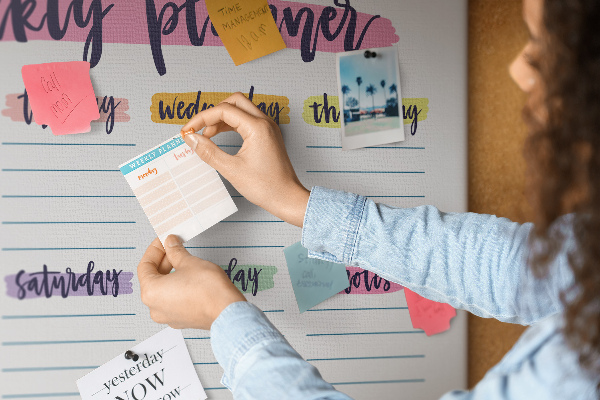 Cork display board Handwritten planner