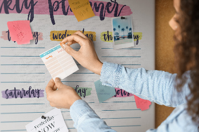 Cork display board Handwritten planner