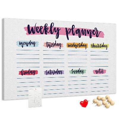 Cork display board Handwritten planner