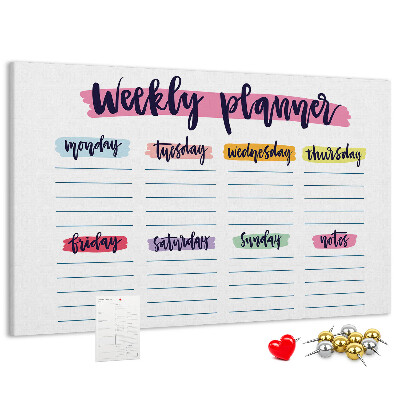 Cork display board Handwritten planner