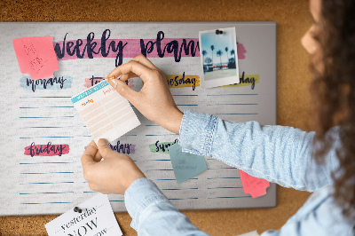 Cork display board Handwritten planner