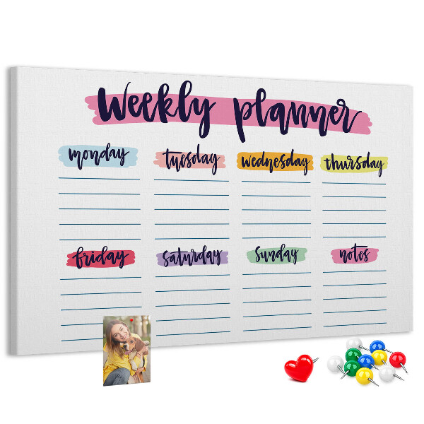 Cork display board Handwritten planner