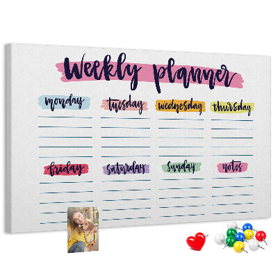 Cork display board Handwritten planner