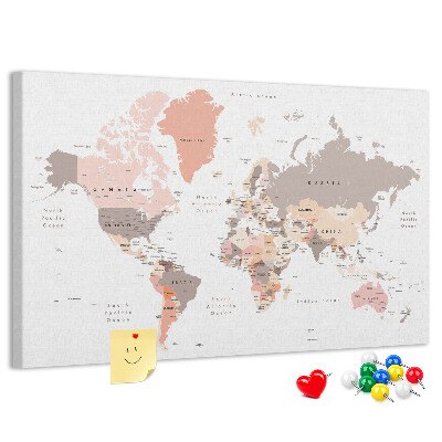 Cork board Detailed world map