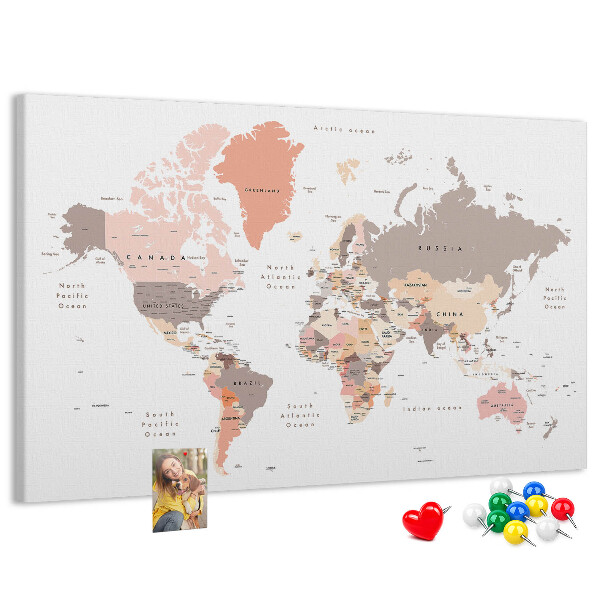 Cork board Detailed world map