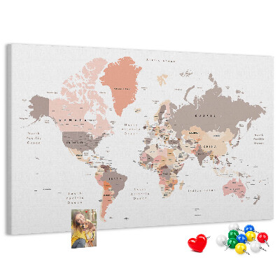 Cork board Detailed world map