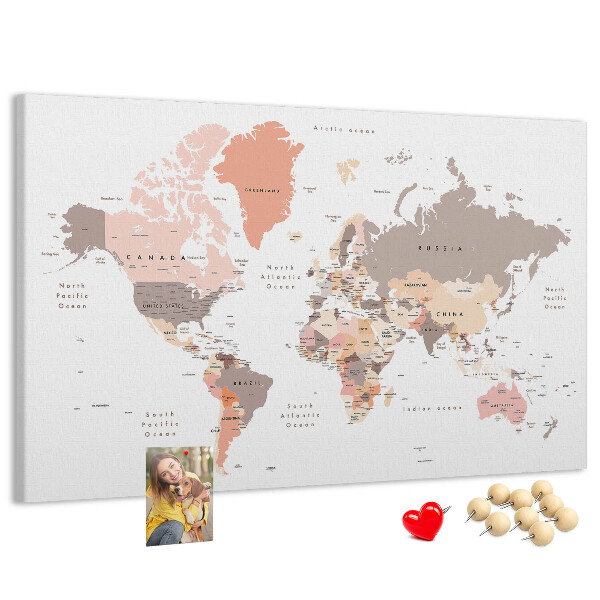 Cork board Detailed world map