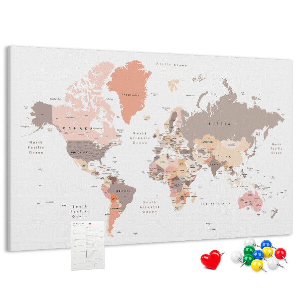 Cork board Detailed world map
