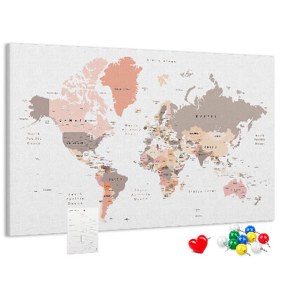 Cork board Detailed world map