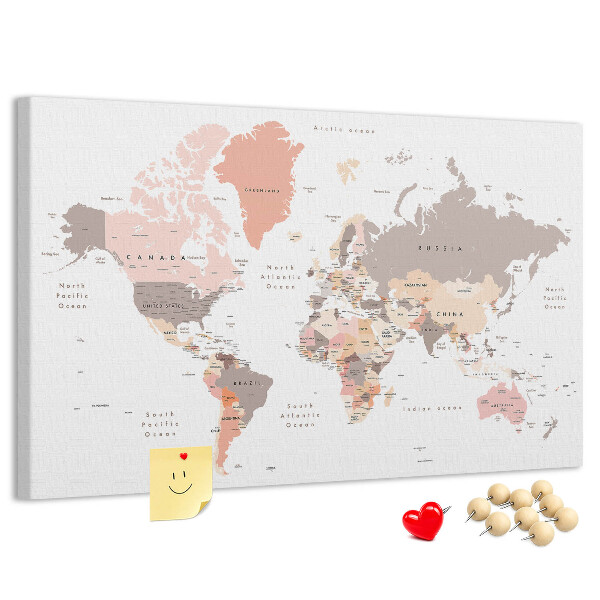 Cork board Detailed world map