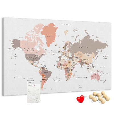 Cork board Detailed world map