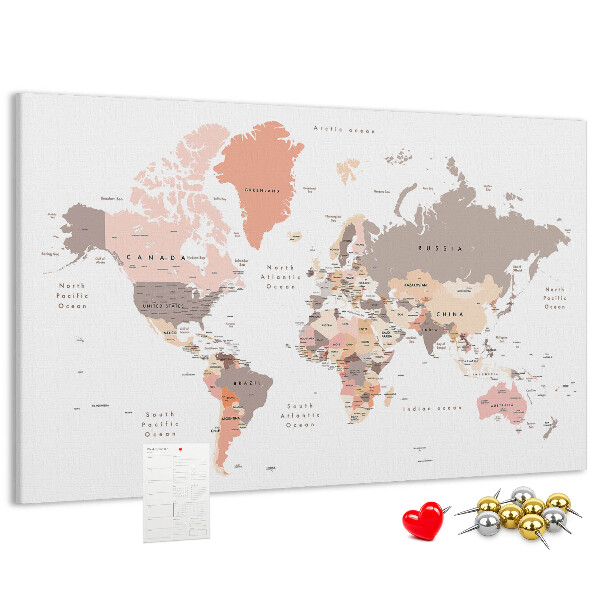 Cork board Detailed world map