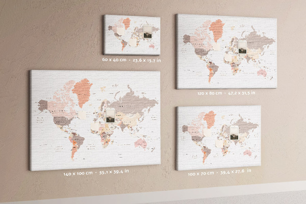 Cork board Detailed world map