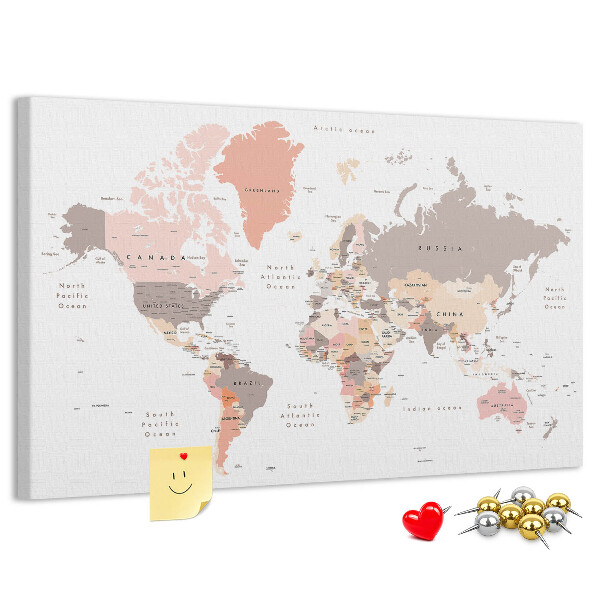 Cork board Detailed world map
