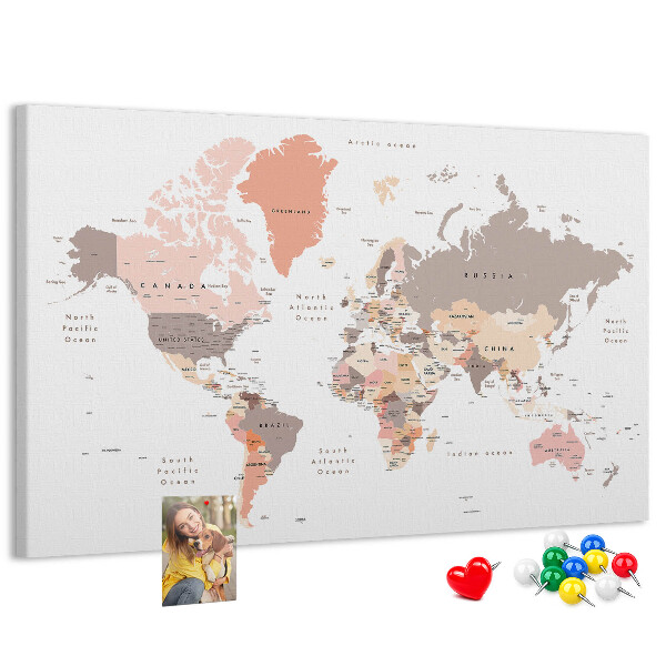Cork board Detailed world map