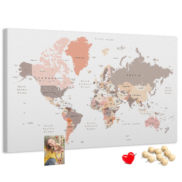 Cork board Detailed world map