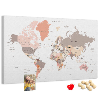 Cork board Detailed world map