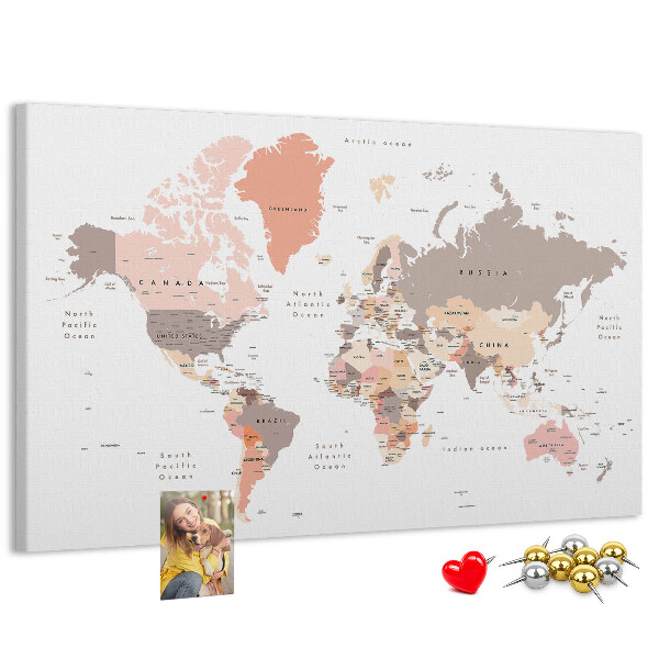 Cork board Detailed world map
