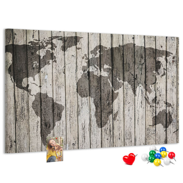 Cork display board Wooden board world map