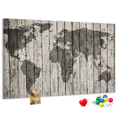 Cork display board Wooden board world map