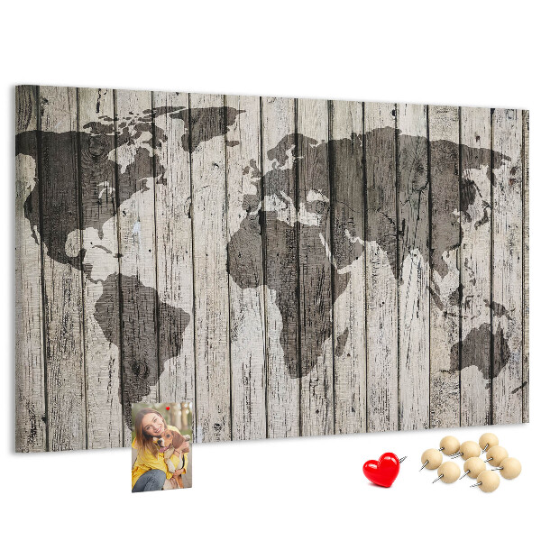 Cork display board Wooden board world map