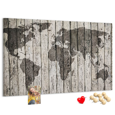 Cork display board Wooden board world map