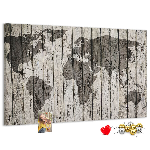 Cork display board Wooden board world map