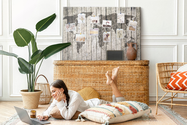 Cork display board Wooden board world map