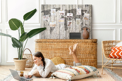 Cork display board Wooden board world map
