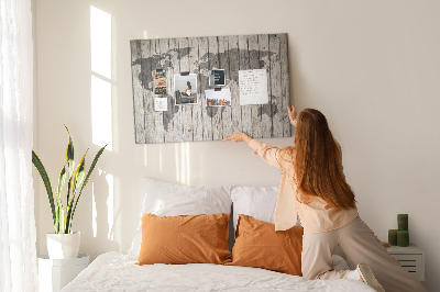 Cork display board Wooden board world map