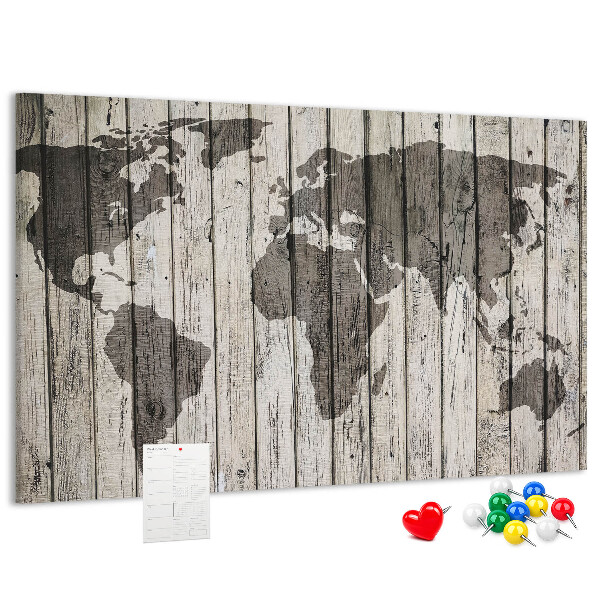 Cork display board Wooden board world map