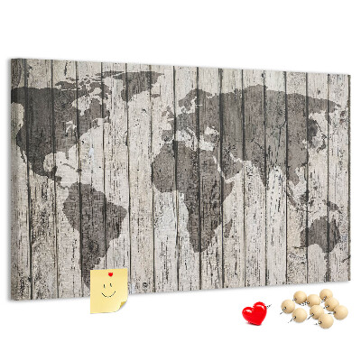 Cork display board Wooden board world map