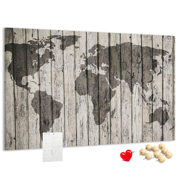 Cork display board Wooden board world map