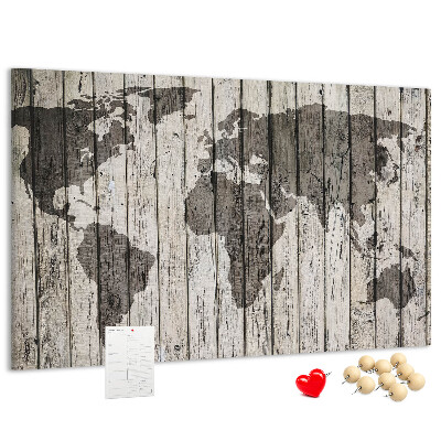 Cork display board Wooden board world map