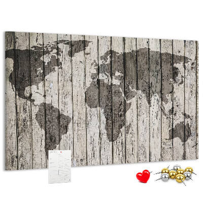 Cork display board Wooden board world map