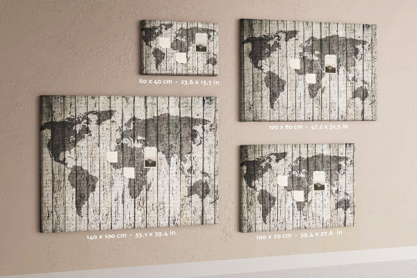 Cork display board Wooden board world map