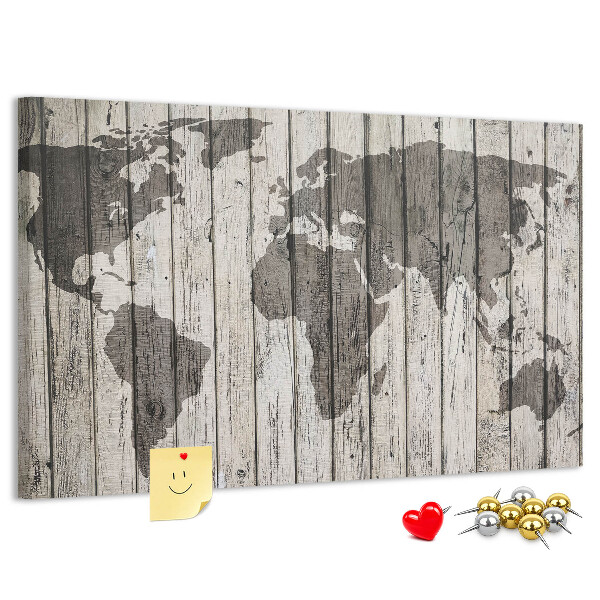 Cork display board Wooden board world map