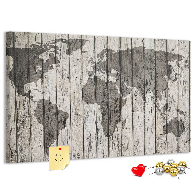 Cork display board Wooden board world map
