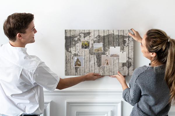 Cork display board Wooden board world map