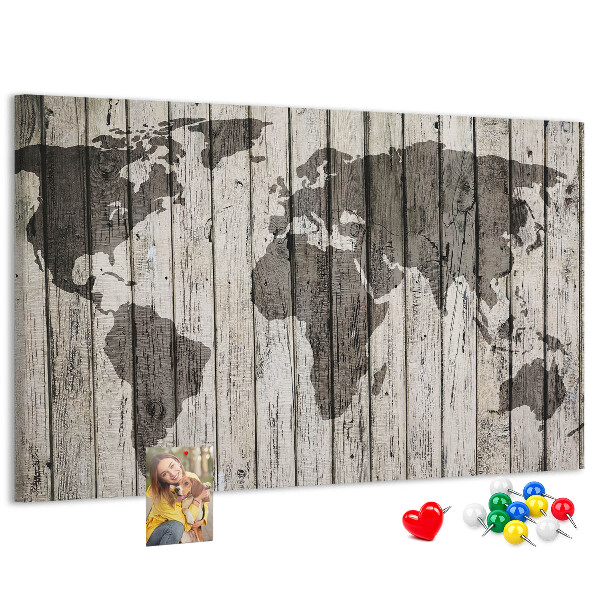 Cork display board Wooden board world map