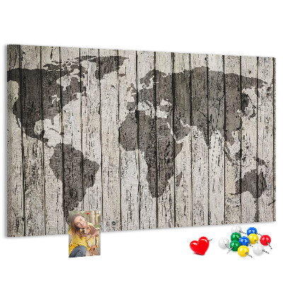 Cork display board Wooden board world map