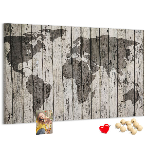 Cork display board Wooden board world map