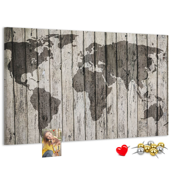 Cork display board Wooden board world map